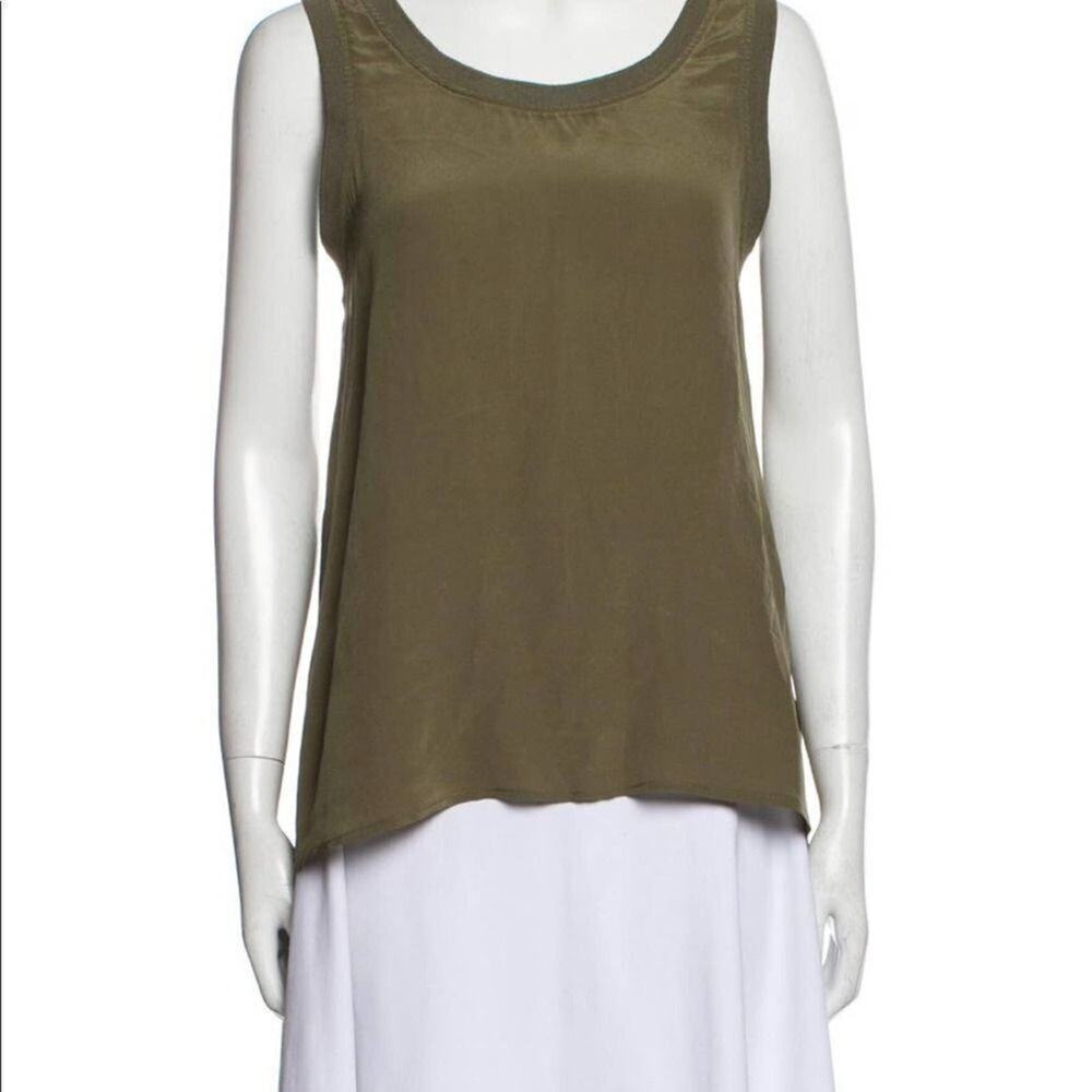 ANINE BING SCOOP NECK GREEN‎ SILK BLOUSE SIZE S